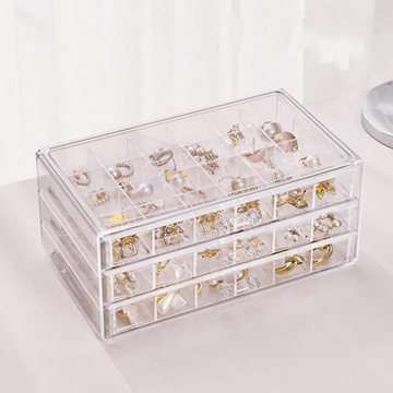 Three Drawer Transparent Acrylic Jewellery Organizer