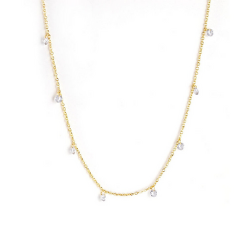 Minimalist Gold Crystal Chain Necklace