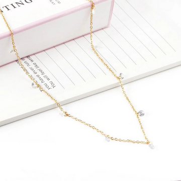 Minimalist Gold Crystal Chain Necklace