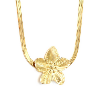 Large Flower Pendant Necklace with Snake Chain – Bold Statement Jewellery