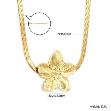Large Flower Pendant Necklace with Snake Chain – Bold Statement Jewellery