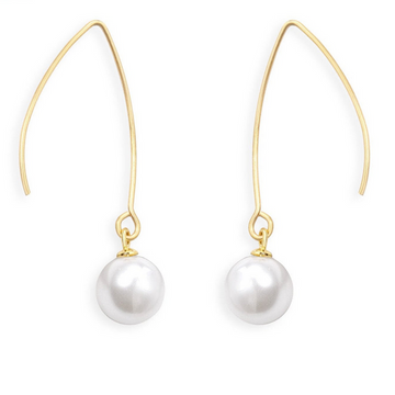 Stylish White Imitation Pearl Drop Earrings for Women – Gold Finish