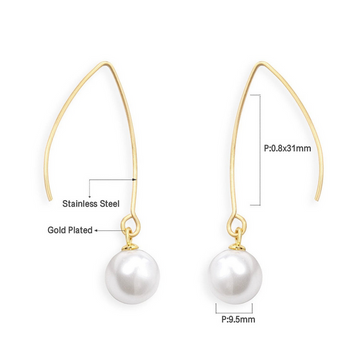 Stylish White Imitation Pearl Drop Earrings for Women – Gold Finish