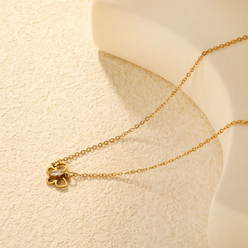 Openwork Butterfly Zirconia Pendant Necklace – 18K Gold Plated Stainless Steel