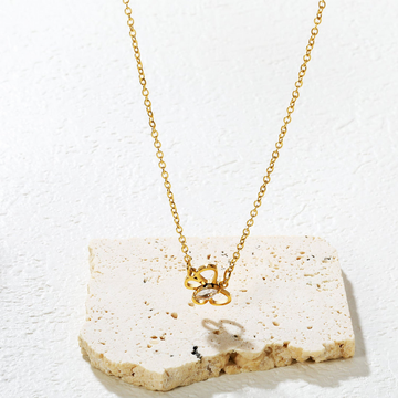 Openwork Butterfly Zirconia Pendant Necklace – 18K Gold Plated Stainless Steel