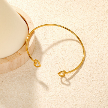 Openwork Heart Gold Bangle – 18K Gold Plated Stainless Steel Open Bracelet