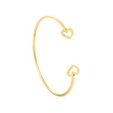 Openwork Heart Gold Bangle – 18K Gold Plated Stainless Steel Open Bracelet