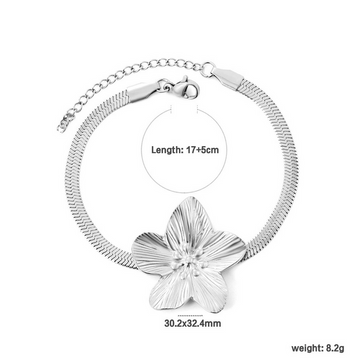 Large Flower Pendant Snake Chain Bracelet for Women – Gold & Steel Finish